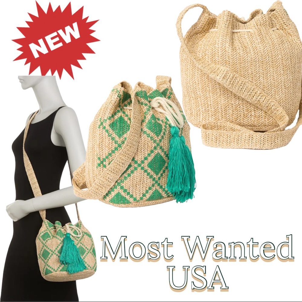 🆕 MOST WANTED USA Straw Drawstring Crossbody bag